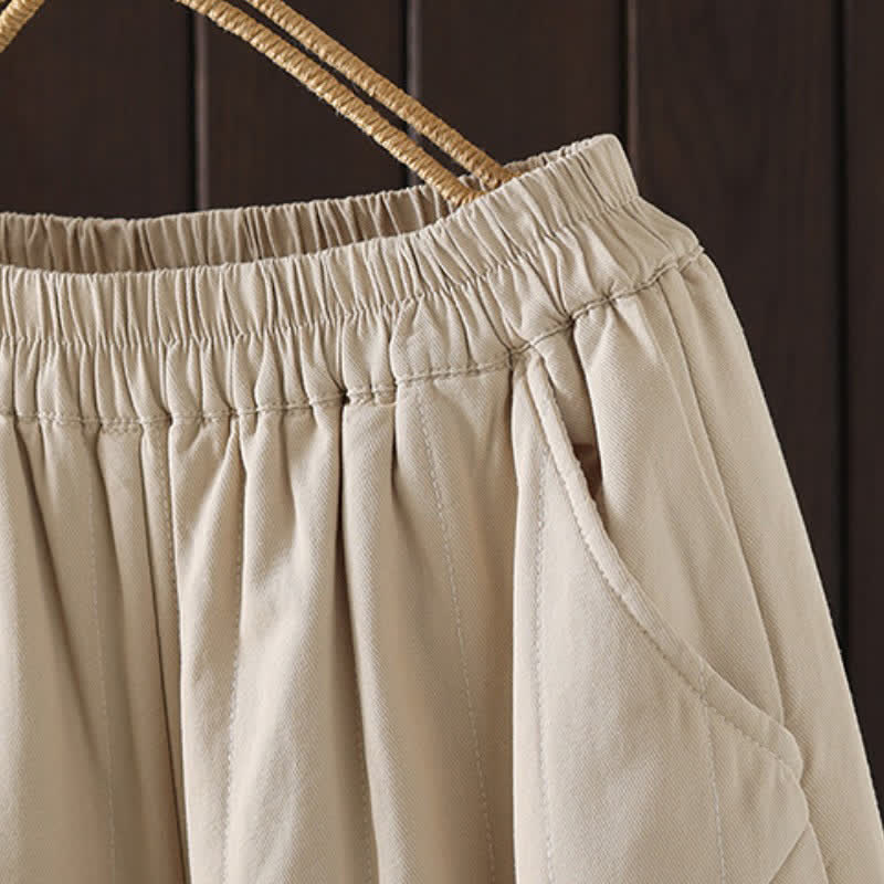 Buddha Stones Fall Winter Casual Vintage Solid Ankle Pants Women's Harem Pants With Pocket - image 4