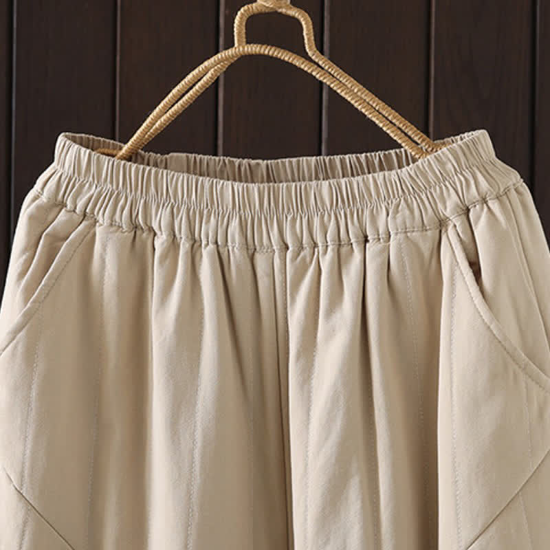 Buddha Stones Fall Winter Casual Vintage Solid Ankle Pants Women's Harem Pants With Pocket - image 2