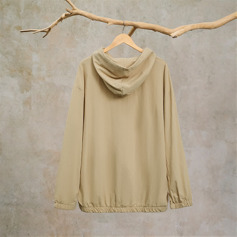 Buddha Stones Fall Casual Hooded Drawstring Solid Men's Long Sleeve Shirts With Pocket - image 12