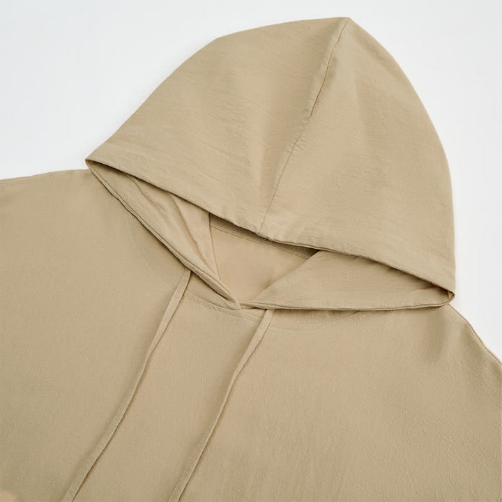 Buddha Stones Fall Casual Hooded Drawstring Solid Men's Long Sleeve Shirts With Pocket - image 14