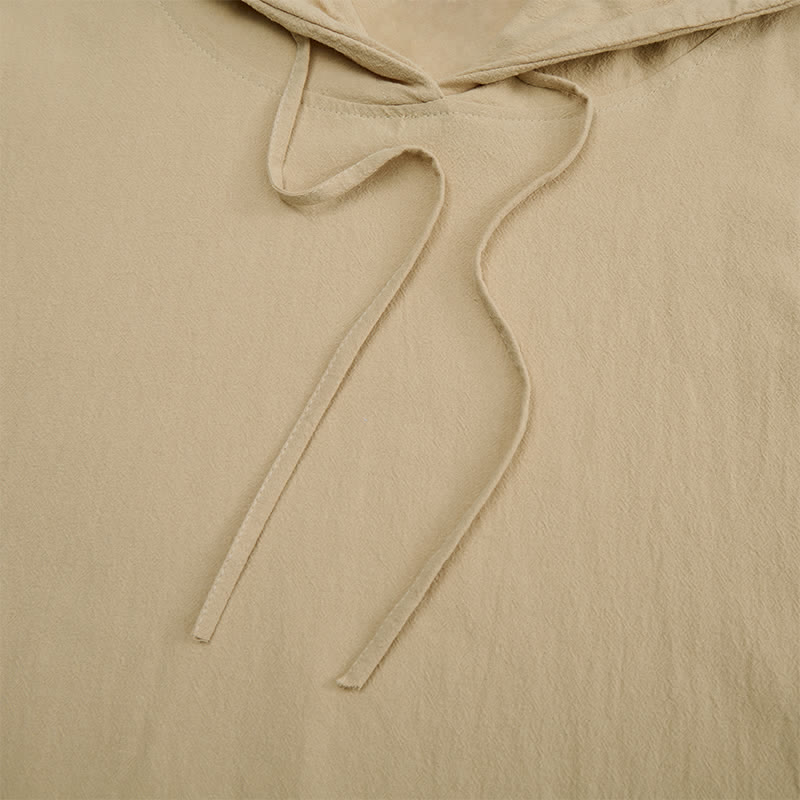 Buddha Stones Fall Casual Hooded Drawstring Solid Men's Long Sleeve Shirts With Pocket - image 15