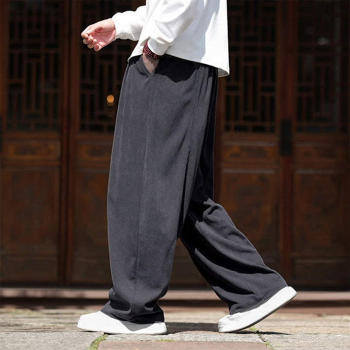 Buddha Stones Spring Fall Casual Minimalist Drawstring Solid Ankle Pants Corduroy Men's Straight Leg Pants With Pockets - image 7