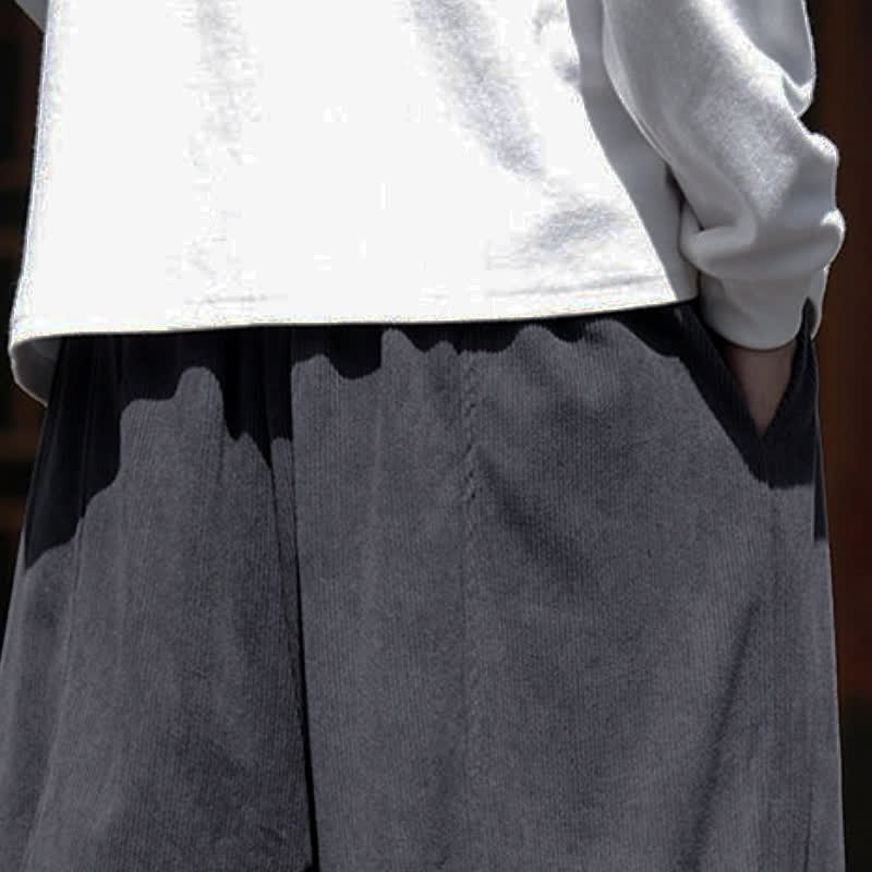 Buddha Stones Spring Fall Casual Minimalist Drawstring Solid Ankle Pants Corduroy Men's Straight Leg Pants With Pockets - image 10