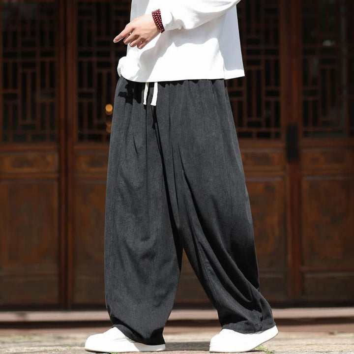 Buddha Stones Spring Fall Casual Minimalist Drawstring Solid Ankle Pants Corduroy Men's Straight Leg Pants With Pockets - image 18