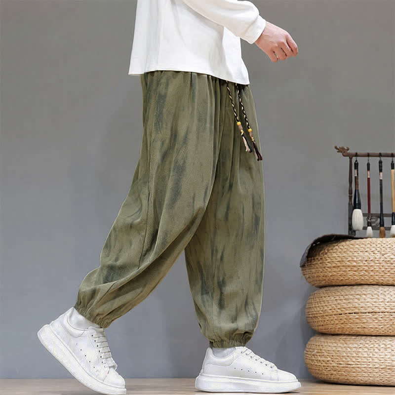 Buddha Stones Fall Winter Casual Drawstring Stripes Cropped Pants Corduroy Men's Harem Pants With Pockets - image 19
