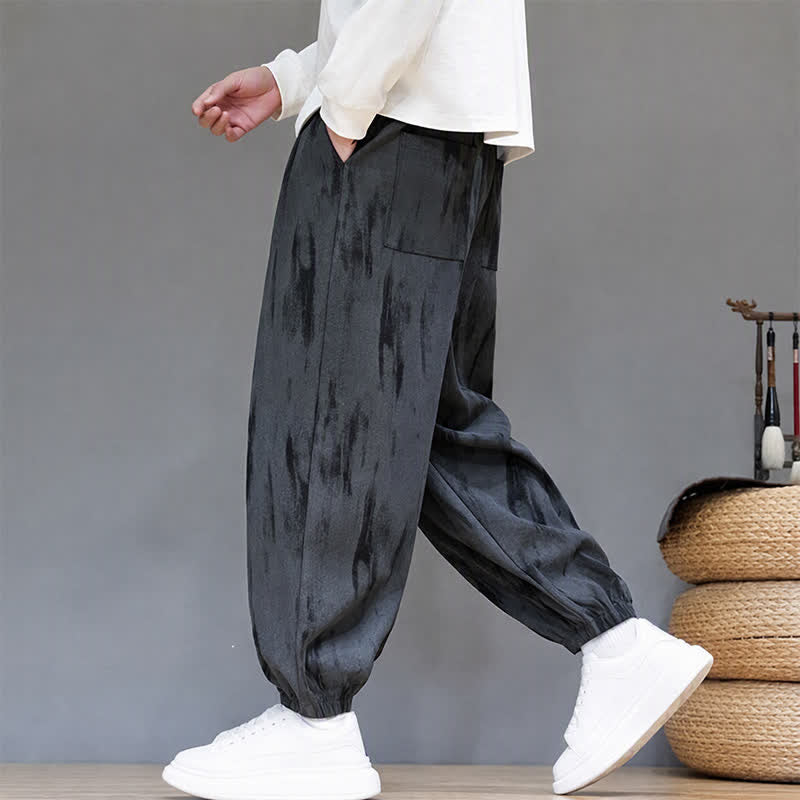 Buddha Stones Fall Winter Casual Drawstring Stripes Cropped Pants Corduroy Men's Harem Pants With Pockets - image 13
