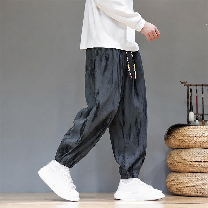 Buddha Stones Fall Winter Casual Drawstring Stripes Cropped Pants Corduroy Men's Harem Pants With Pockets - image 10