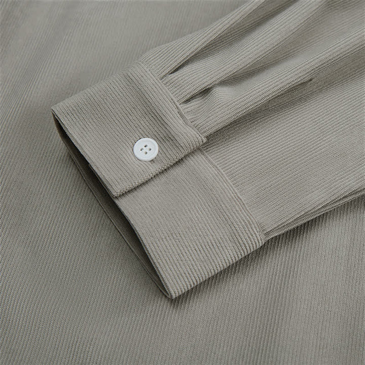 Buddha Stones Fall Casual Solid Corduroy Men's Long Sleeve Shirts With Patch Pockets - image 16