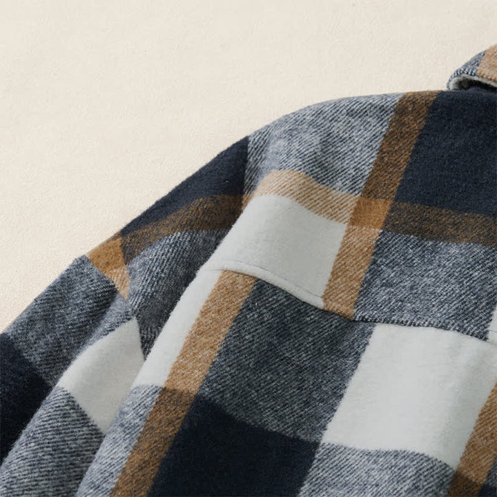 Buddha Stones Spring Fall Casual Vintage Button-Up Plaid Men's Long Sleeve Shirts - image 12