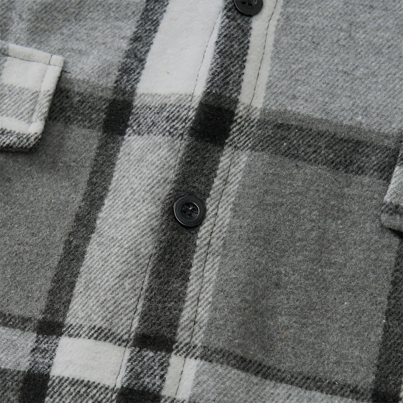 Buddha Stones Spring Fall Casual Vintage Button-Up Plaid Men's Long Sleeve Shirts - image 25