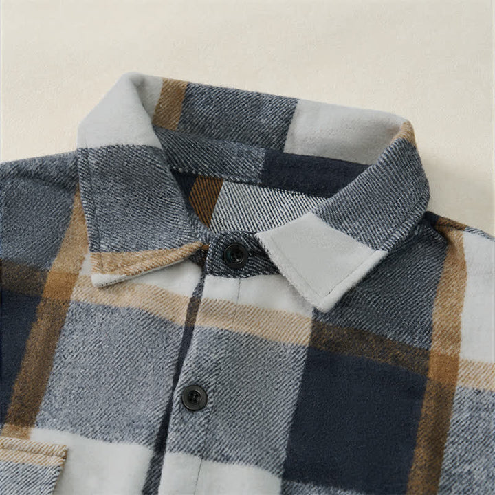 Buddha Stones Spring Fall Casual Vintage Button-Up Plaid Men's Long Sleeve Shirts - image 15