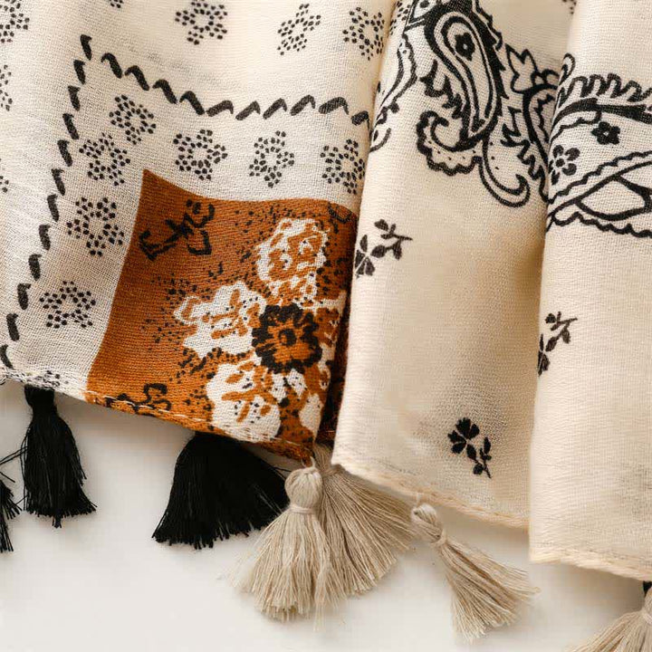 Buddha Stones Spring Fall Boho Paisley Patchwork Tassel Women's Scarf - image 7