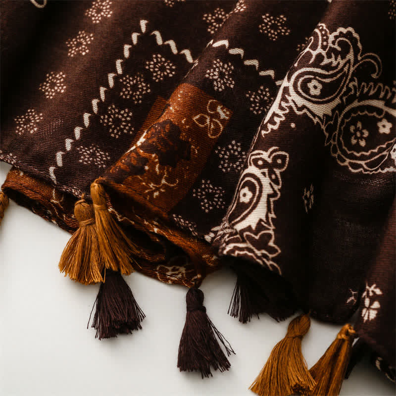 Buddha Stones Spring Fall Boho Paisley Patchwork Tassel Women's Scarf - image 16