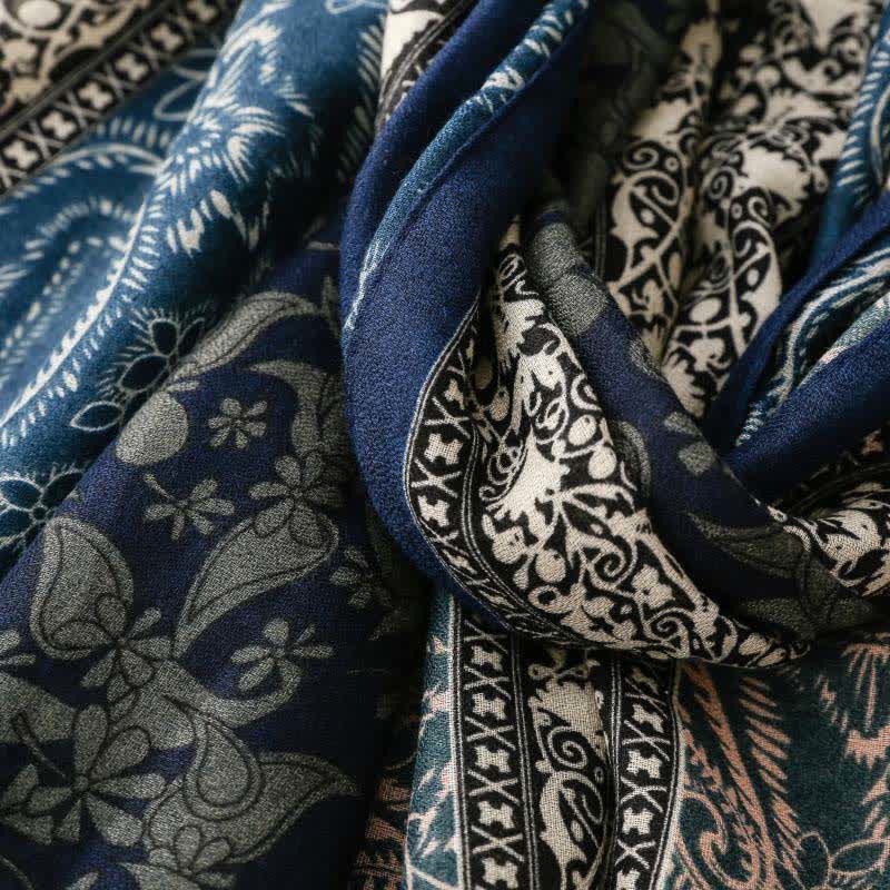 Buddha Stones Fall Winter Paisley Floral Border Print Soft Women's Scarf - image 3