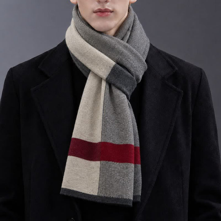 Buddha Stones Fall Winter Soft Urban Wraparound Men's Scarf - Beige - image 0