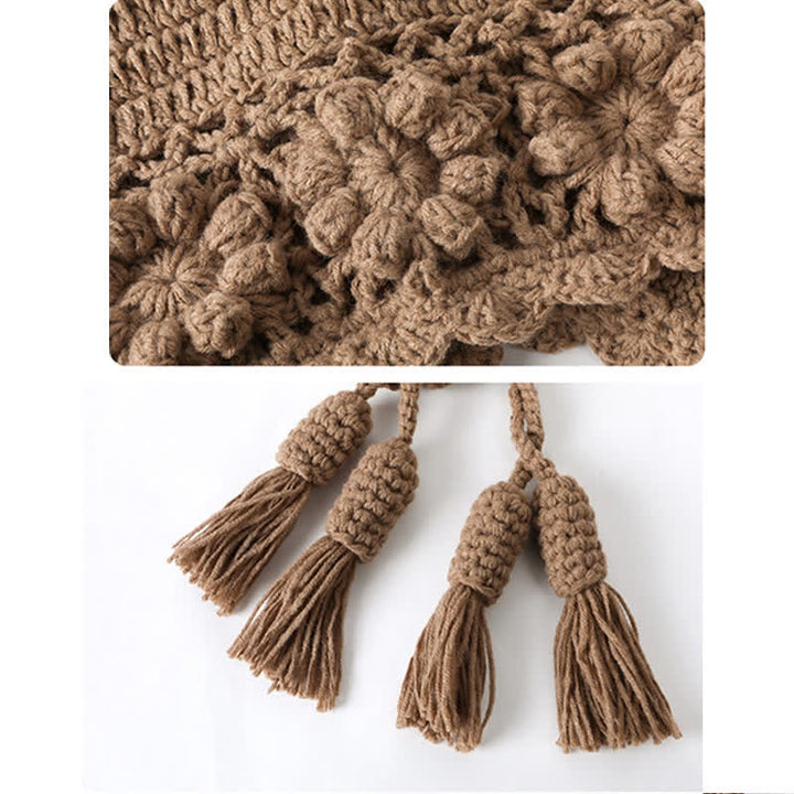 Buddha Stones Fall Winter Knit Floral Tassel Earflap Women's Hat - image 5