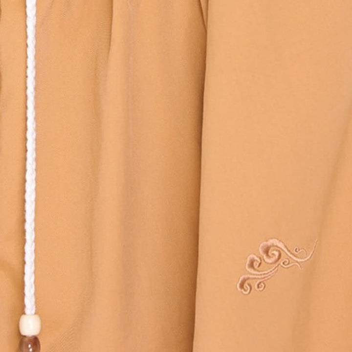 Buddha Stones Fall Casual Minimalist Drawstring Solid Embroidery Cloud Long Pants Men's Harem Pants With Pockets - image 21