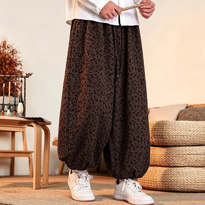 Buddha Stones Fall Winter Casual Minimalist Drawstring Abstract Long Pants Men's Harem Pants With Pockets - image 9