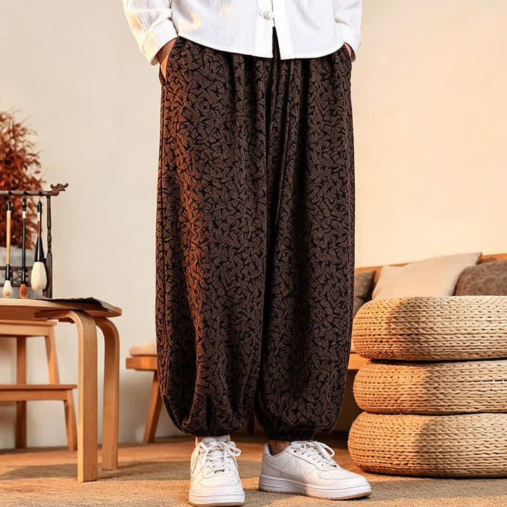 Buddha Stones Fall Winter Casual Minimalist Drawstring Abstract Long Pants Men's Harem Pants With Pockets - image 13
