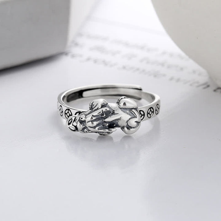 Buddha Stones 925 Sterling Silver Pi Xiu Coins Design Wealth Vintage Adjustable Ring - image 2