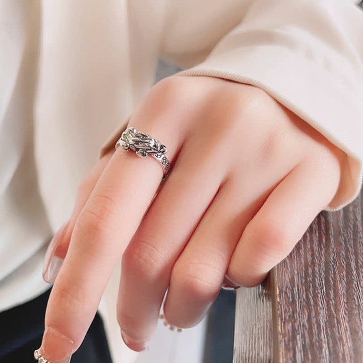 Buddha Stones 925 Sterling Silver Pi Xiu Coins Design Wealth Vintage Adjustable Ring - image 8