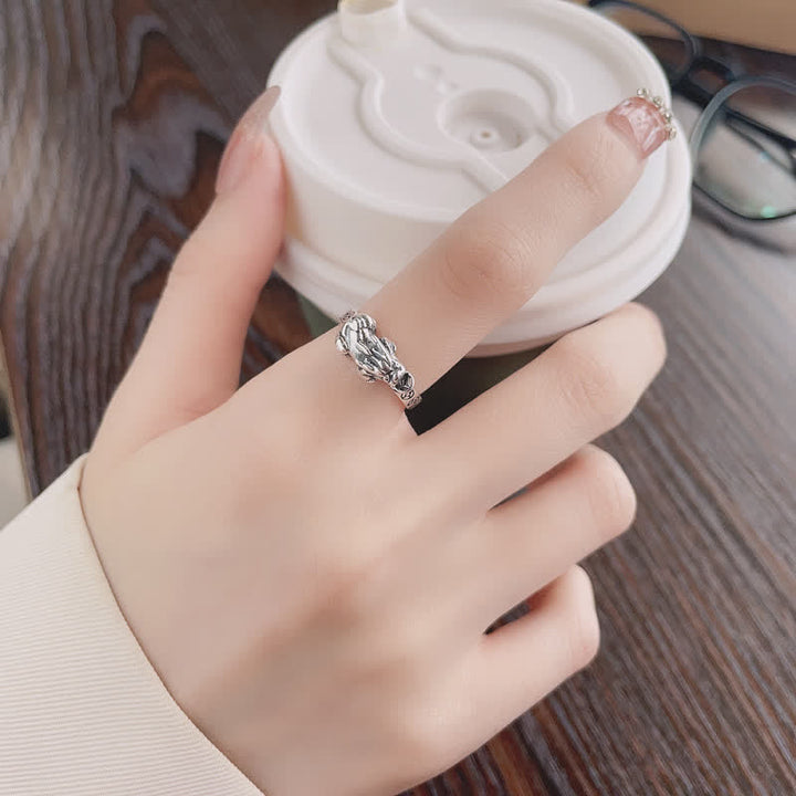 Buddha Stones 925 Sterling Silver Pi Xiu Coins Design Wealth Vintage Adjustable Ring - image 10
