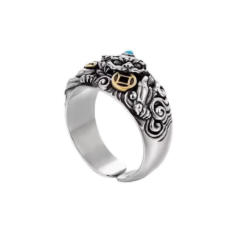 Buddha Stones Copper Pi Xiu Relief Carving Adjustable Grounding and Wealth Ring - image 10