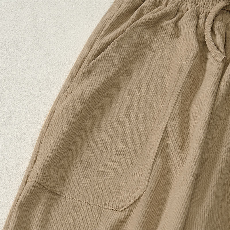 Buddha Stones Fall Winter Casual Drawstring Solid Long Pants Elastic Waist Corduroy Women's Tapered Pants With Pockets - image 14