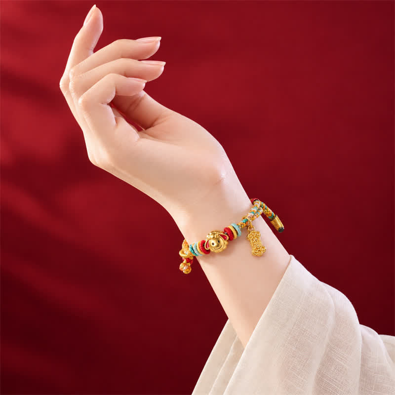 Buddha Stones Year of the Goat Colorful Copper Sheep Charm Lucky Braided String Bracelet - image 11