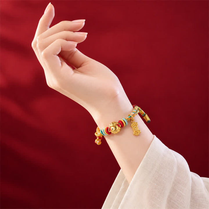 Buddha Stones Year of the Goat Colorful Copper Sheep Charm Lucky Braided String Bracelet - image 11