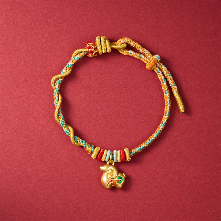 Buddha Stones Year of the Goat Colorful Copper Sheep Charm Lucky Braided String Bracelet - Auspicious Sheep - image 6