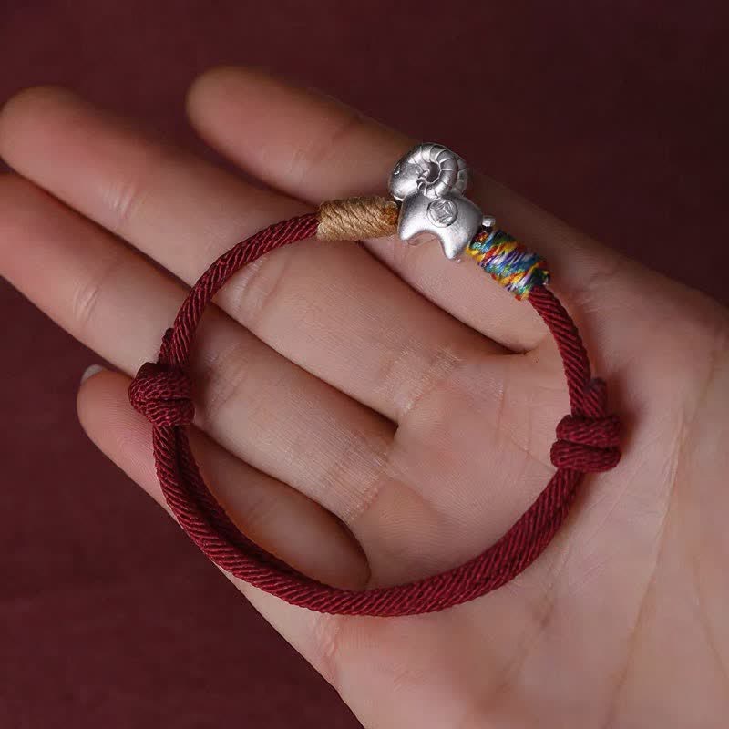 Buddha Stones Year of the Goat 999 Sterling Silver Sheep Red String Protection Bracelet - image 7