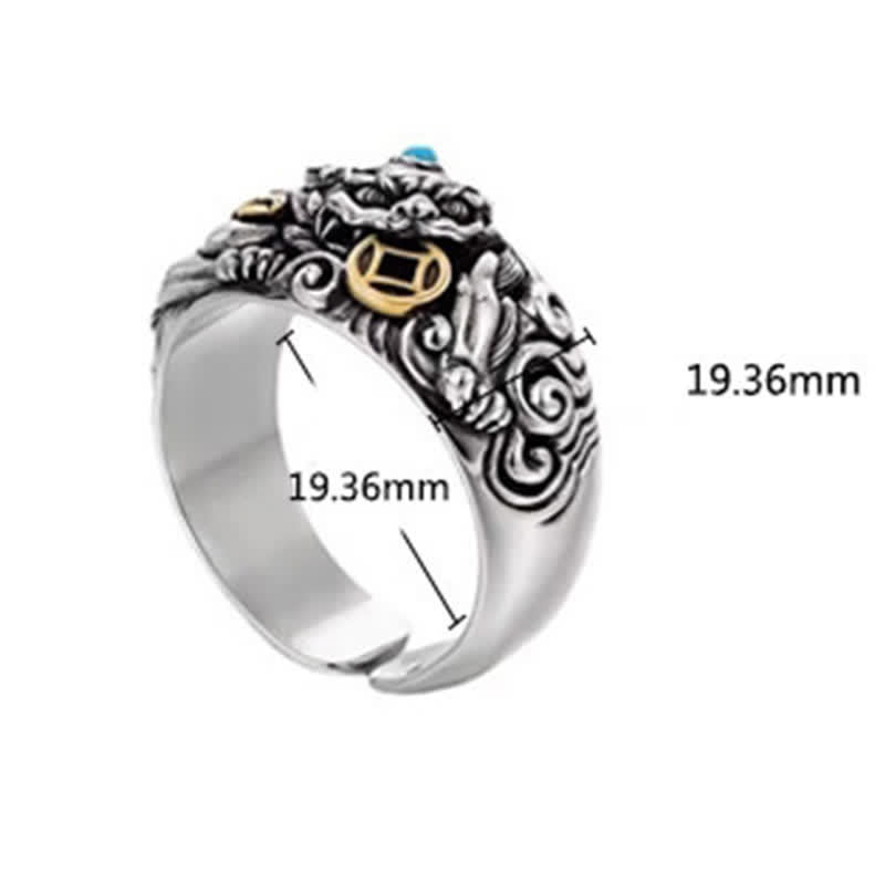 Buddha Stones Copper Pi Xiu Relief Carving Adjustable Grounding and Wealth Ring - image 12