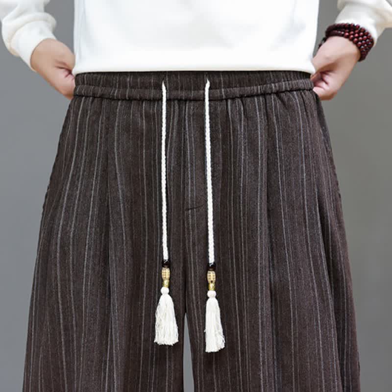 Buddha Stones Fall Casual Drawstring Striped Long Pants Men's Straight Leg Pants With Pockets - image 8