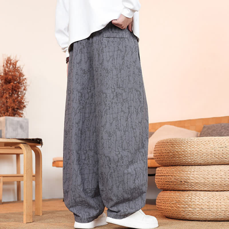 Buddha Stones Fall Casual Drawstring Abstract Texture Pattern Long Pants Men's Straight Leg Pants With Pockets - image 4