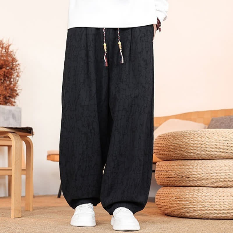 Buddha Stones Fall Casual Drawstring Abstract Texture Pattern Long Pants Men's Straight Leg Pants With Pockets - image 13