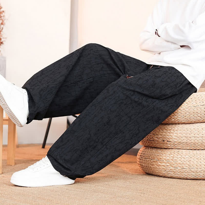 Buddha Stones Fall Casual Drawstring Abstract Texture Pattern Long Pants Men's Straight Leg Pants With Pockets - image 17