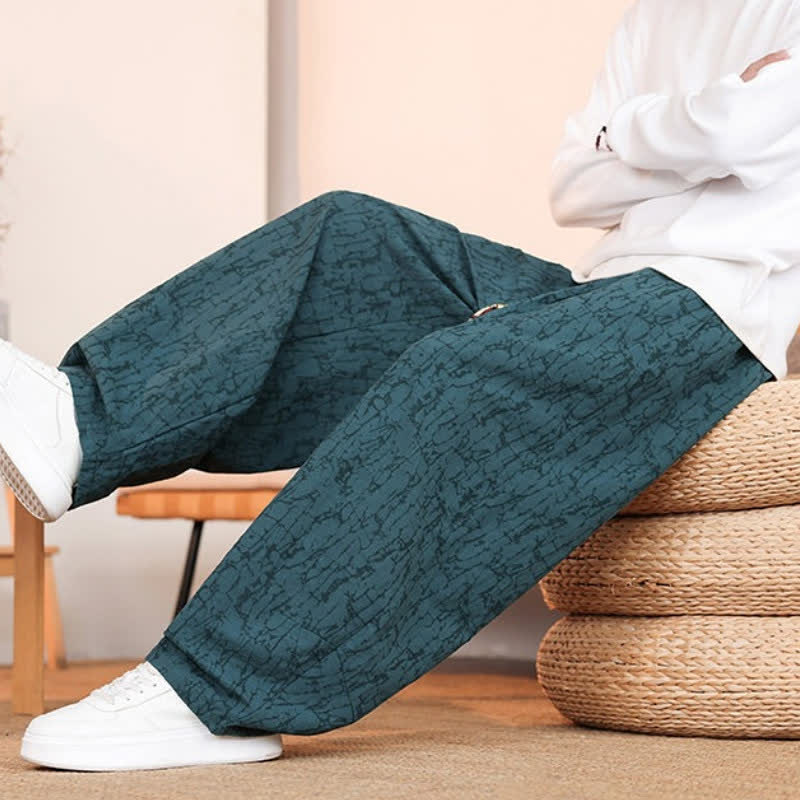 Buddha Stones Fall Casual Drawstring Abstract Texture Pattern Long Pants Men's Straight Leg Pants With Pockets - image 32