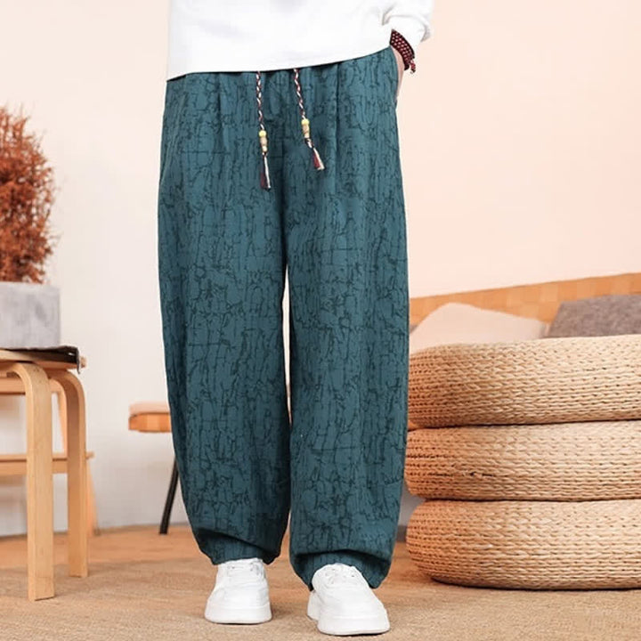Buddha Stones Fall Casual Drawstring Abstract Texture Pattern Long Pants Men's Straight Leg Pants With Pockets - image 31