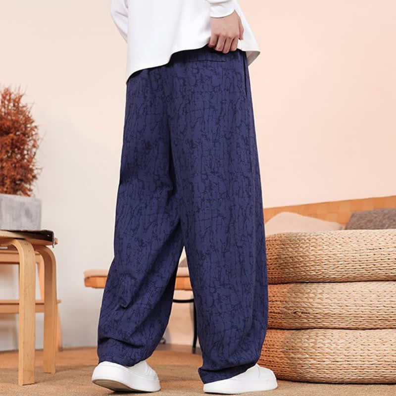 Buddha Stones Fall Casual Drawstring Abstract Texture Pattern Long Pants Men's Straight Leg Pants With Pockets - image 22