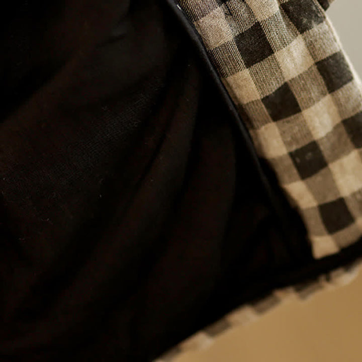 Buddha Stones Fall Winter Casual Vintage Tang Style Tan Plaid Women's Jacket With Pockets - image 11