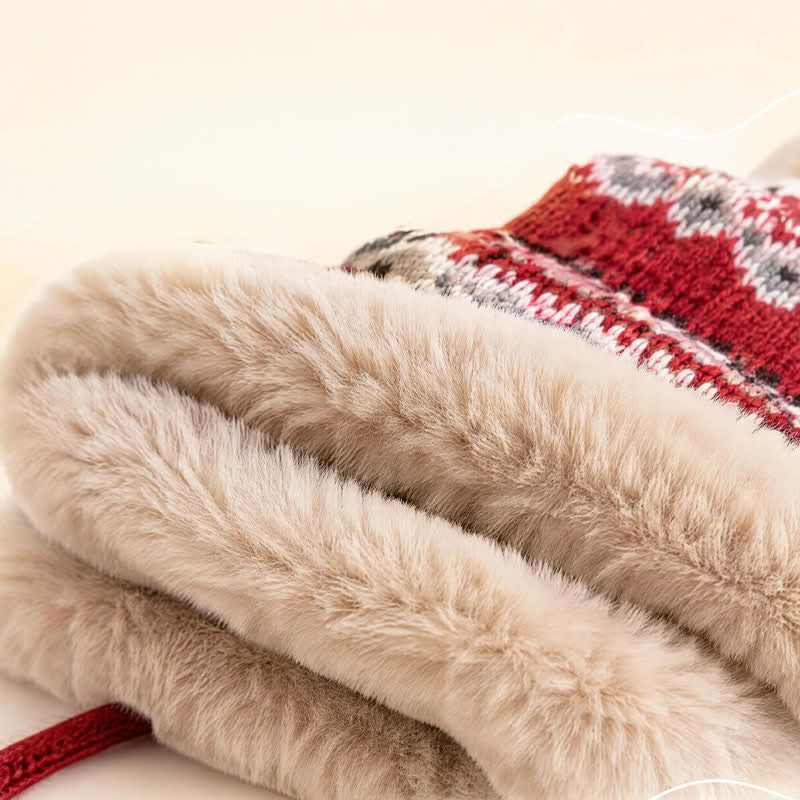 Buddha Stones Winter Geometric Pom Pom Fleece Lined Earflap Women's Hat - image 3