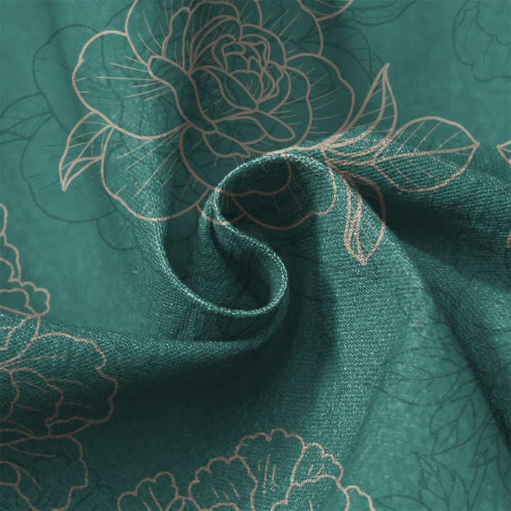 Buddha Stones Pure Cotton Vintage Botanical Bloom Pattern Frog Button Women's Elastic Waist Harem Pants With Pockets - image 4