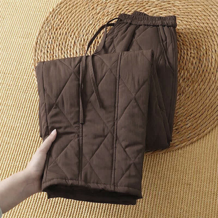 Buddha Stones Winter Casual Drawstring Geometric Ankle Pants Women's Straight Leg Pants With Pockets - image 1