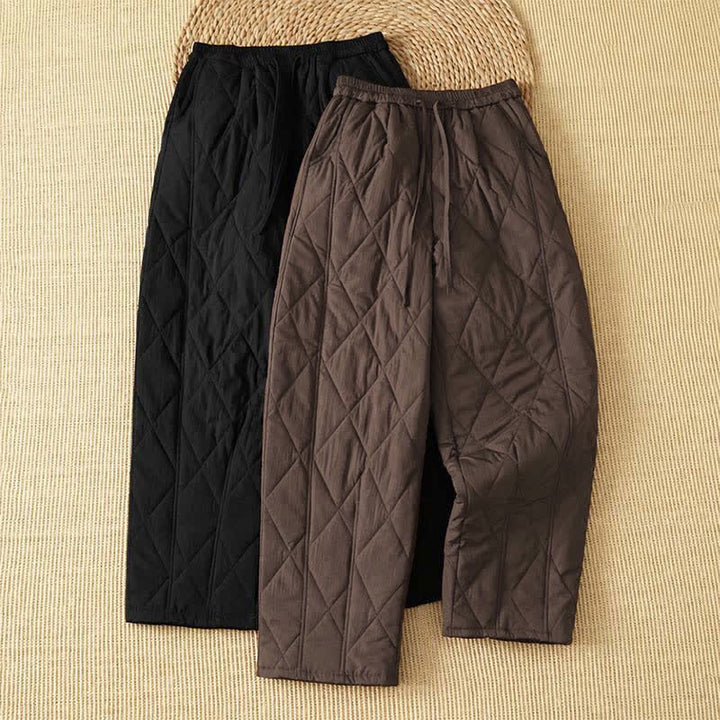 Buddha Stones Winter Casual Drawstring Geometric Ankle Pants Women's Straight Leg Pants With Pockets - image 16