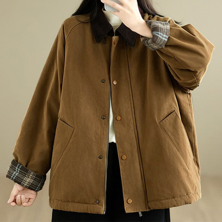 Buddha Stones Fall Winter Casual Classic Solid Women's Jacket With Pockets - image 3