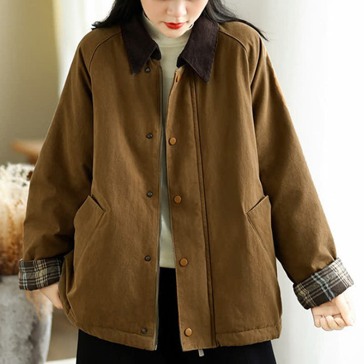 Buddha Stones Fall Winter Casual Classic Solid Women's Jacket With Pockets - image 2