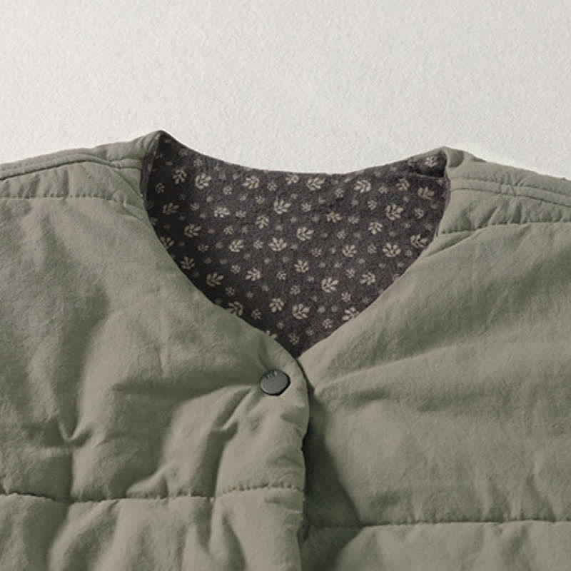 Buddha Stones Winter Casual Vintage Button-Up Floral Tank Top Women's Vest With Pockets - image 1