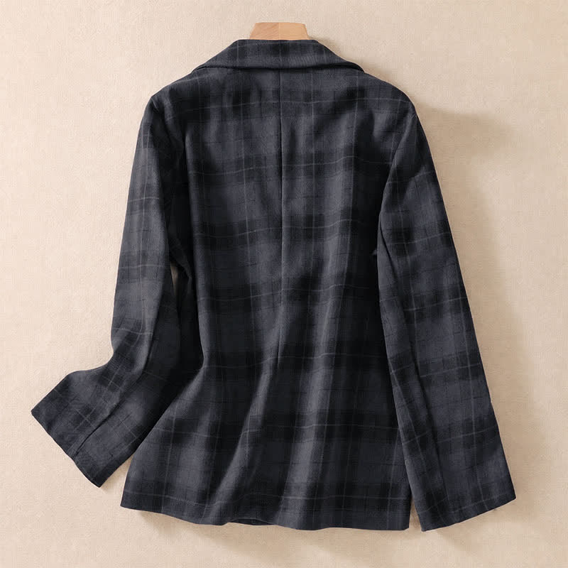 Buddha Stones Fall Vintage Classic Button-Up Plaid Women's Jacket With Pockets - image 11