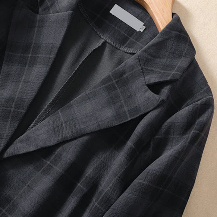 Buddha Stones Fall Vintage Classic Button-Up Plaid Women's Jacket With Pockets - image 15